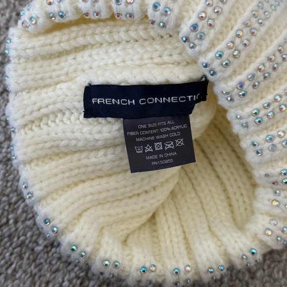 French Connection Ivory Beanie with Rhinestones - Picture 5 of 6